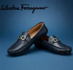 Ferragamo フェラガモ ガンチーニ ローファー ネイビー 22cm