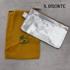 IL BISONTE イルビゾンテ ビッグロゴ フラット ポーチ L シルバーのサムネイル