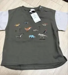 【新品未使用】petit main 恐竜刺繍Tシャツ 90cm