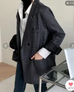 emi+ グレー系　テーラードジャケット サイズS