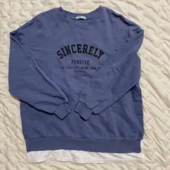 青いプリントスウェット　ハニーズ　えむサイズ