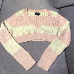 chaps リメイク　ボーダーニット　ピンクのサムネイル
