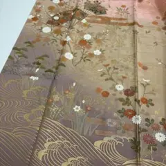 作家物 豪華金彩 扇に花柄 紋無し 素敵なデザイン 付下げ 正絹 AK-7502