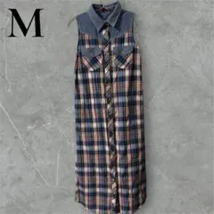 FREE's MART DENIM デニムチェックMノースリーブシャツワンピース