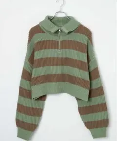 WEGO ハーフジップショートニットプルオーバー