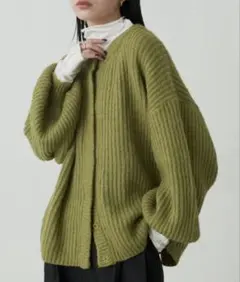 Aunt Marie's ミックスボリュームニットカーディガン