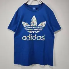 アディダスオリジナルス　Tシャツ　M　ビッグロゴ　ブルー　人気　希少　古着コーデ