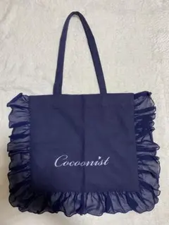 Cocoonist　コクーニスト　トートバッグ　フリル　ネイビー　刺繍のサムネイル