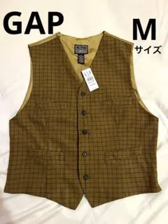 美品GAP タグ付き ベスト チェック柄 ブラウン M メンズ レトロのサムネイル