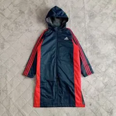 美品！　adidas　裏ボア　ベンチコート　紺色　赤