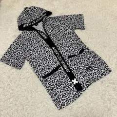NieR CLOTHING ニーア　半袖パーカー　カーディガン　総柄　黒　F