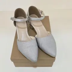 結婚式 オケージョン グリッターチャンキーヒール パンプス