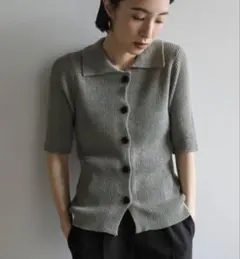 セレクトモカ ハーフスリーブサマーニットカーディガン グレー