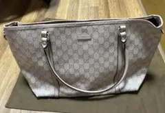【GUCCI 希少ピンクベージュ】GGパターン トートバッグ 保存袋付き