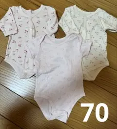 ベビー肌着 ロンパース 長袖　半袖3枚セット 70