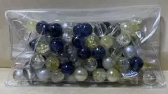 (20)ネイビーと黄色系ガラスビーズ　129g
