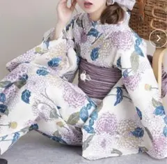 値下げ】utatane浴衣セット グレーに咲きこぼれるミモザ 福本莉子さん