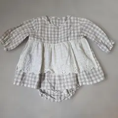 美品。māmaraku チェック柄ロンパース 70