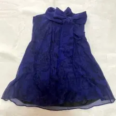 ダーマコレクション ボウタイブラウス ロイヤルブルー L ノースリーブ