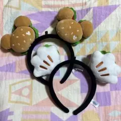 ミッキーマウス ハンバーガー　パオ　カチューシャ　セット売り