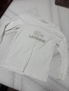 LACOSTE 刺繍ロゴ ホワイト長袖カットソーのサムネイル