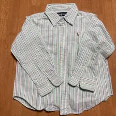 Ralph Lauren ミント色ストライプ長袖シャツ　100