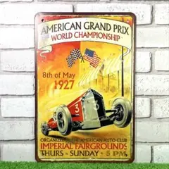 613番】アメリカグランプリ ロードレースF1GP レトロ ガレージ ブリキ看板