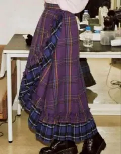 【完売品】jóuetie クレイジーフリルロングスカート アシメ チェック M