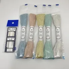 刺し子針　2本　刺し子糸　ラメ　5本　Olympus セット