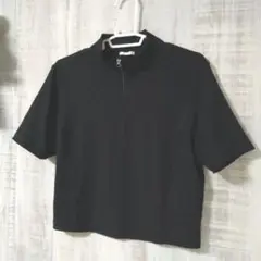 〈新品〉GU　ハーフジップカットソー　半袖Tシャツ　リブカットソー　XL