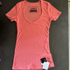 GORGE 半袖 VネックTシャツ コーラルピンクのサムネイル