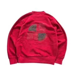 7AS1刺繍デザイン　90'sフリースプルオーバー　赤　古着used