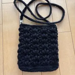 ハンドメイド ショルダーバッグ かぎ針編み ブラック