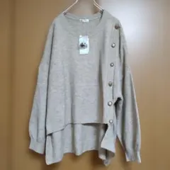 【新品】axes femme アンティークボタンイレヘムニットゆったり秋