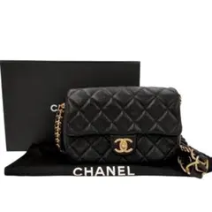 ほぼ未使用 CHANEL ショルダーバッグ キャビアスキン ミニ マトラッセ