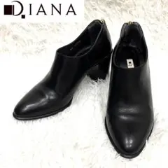 [美品] ダイアナ　ブーティ　ショートブーツ　ブラック　レザー　太ヒール