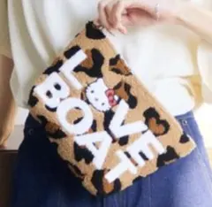 HELLO KITTY×LOVE BOAT サガラ刺繍ポーチ レオパード