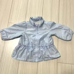 水色 ドット柄 ナイロンジャケット 80cm