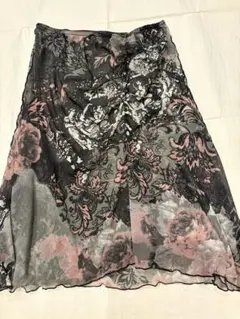 センソユニコ 透け感オーバースカート レイヤード 花柄 体型カバー サイズ38のサムネイル