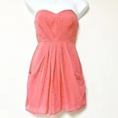 マルチカラーラインストーンピンクべアミニワンピースドレスsilkシルクチュニック