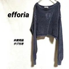 4432K【新品】エフォーリア ショート丈ニット L ネイビー 綿100% 紺