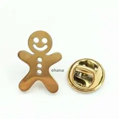 新品【D822】ジンジャーブレッドマンピンバッジ　ラペルピン　クリスマス　北欧風