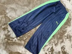 PUMA ストライプ ジャージパンツ ネイビー/グリーン