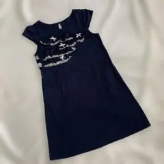 トッカ❤︎フリル リボン ノースリーブワンピース❤︎ネイビー140cm