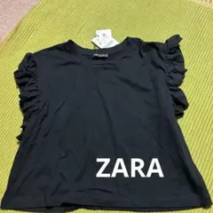 ZARA ブラック フリルノースリーブ Tシャツ S 新品