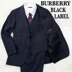 バーバリーブラックレーベル スーツ スリーピース ネイビー M ストライプ 2B