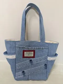 ハンドメイド　デニムリメイク　トートバッグ　ショルダーバッグ　　133