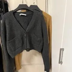 グレー・マスタード カーディガン 2点セット