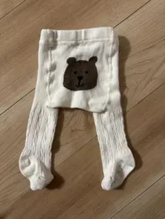 GAP クマ刺繍 ホワイト ベビータイツ 0-12ヶ月