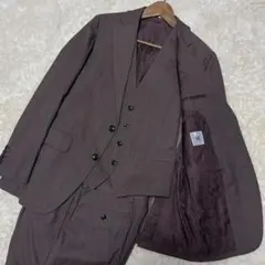 【極美品】スーツセレクト　スリーピース　スーツ　ペイズリー柄　ブラウン